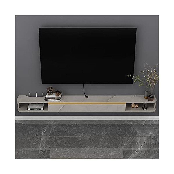 Meuble TV Flottant, Étagère TV Murale,Composant Darmoire De Centre De Divertissement En Bois Massif,Pour Console Audio/vidéo