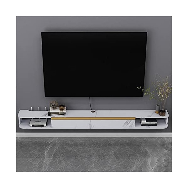 Meuble TV Flottant, Étagère TV Murale,Composant Darmoire De Centre De Divertissement En Bois Massif,Pour Console Audio/vidéo