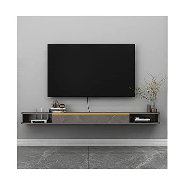 Meuble TV Flottant, Étagère TV Murale,Composant Darmoire De Centre De Divertissement En Bois Massif,Pour Console Audio/vidéo