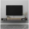 Meuble TV Flottant, Étagère TV Murale,Composant Darmoire De Centre De Divertissement En Bois Massif,Pour Console Audio/vidéo