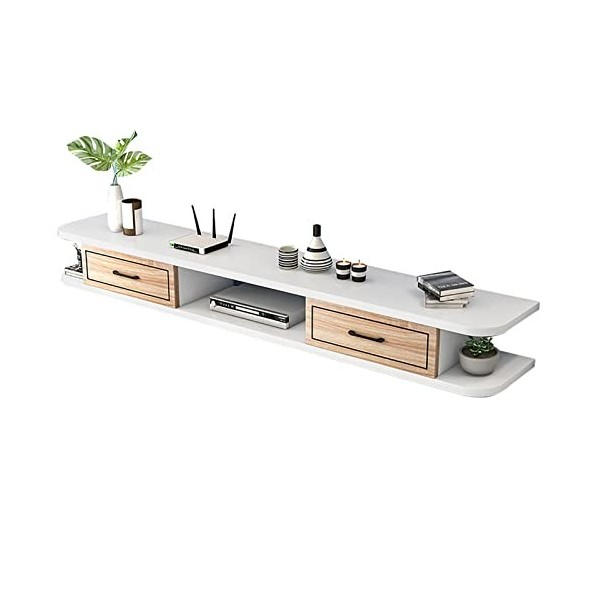 SORVA Meuble TV Flottant Étagère TV Murale Centre De Divertissement, pour Boîte De Câble De Console Vidéo/Unité De Stockage A