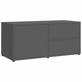 Ksodgun Meuble TV Armoire Basse Meuble Divertissement Meuble Multimédia avec 2 Tiroirs et 1 Compartiment Salon Maison Gris Br