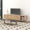Meuble TV en rotin rustique pour TV de 201 cm - Design moderne de ferme - Économie despace - Chêne naturel