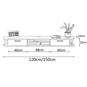 Meuble TV mural étagère flottante, étagère de rangement murale, étagère ouverte avec tiroirs, pour étude de salon/B / 150cm