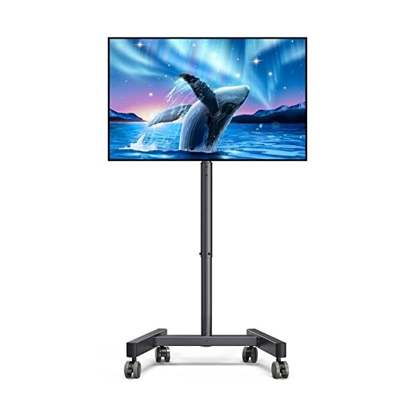 Perlegear Support TV roulettes Support TV Pied sur roulettes Mobile Meuble TV Chariot pour Television de 13-43 Pouces-LCD/LED