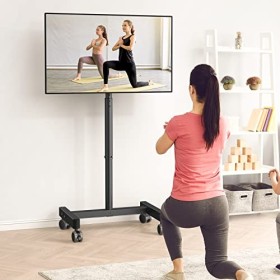 Perlegear Support TV roulettes Support TV Pied sur roulettes Mobile Meuble TV Chariot pour Television de 13-43 Pouces-LCD/LED