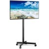 RFIVER Support TV roulettes Chariot Meuble TV Pied Plasma/LCD/LED de 23-55Pouces, Montage mural, Mobile TV sur Pied Pivotant 