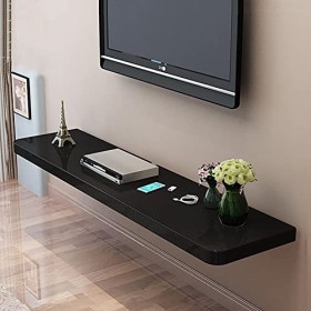 GEREP Meuble TV Flottant Meuble TV Suspendu, Convient pour/DVD/CD/éQuipement AV/Salon/Chambre/Bureau/Noir / 100×24×5cm