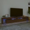 FAMIROSA Meuble TV avec lumières LED Chêne Marron 260x36,5x40 cm 52.5KG 