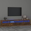 Camerina Meuble TV avec lumières LED Chêne fumé 240x35x40 cm,Meuble TV,Meuble TV Moderne,Meuble de Salon