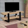 IDMarket - Meuble TV Double Plateau Phoenix Bois et Noir 114 cm
