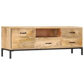 Générique Meuble TV 130 x 30 x 45 cm Bois Massif de manguier,27.8 KG,247943, Meubles, Meubles TV