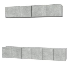 Camerina Ensemble de Meubles TV 5 pcs Gris béton Bois dingénierie,Table Television Salon,Meuble Télé Haut,Meuble TV Haut3114