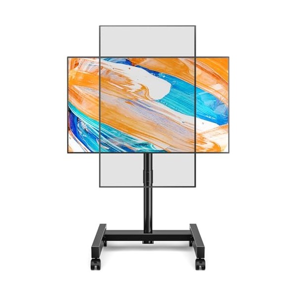 TVON Support TV roulettes Support TV sur Pied Rotation et Inclinaison pour Télé de 13 à 43 Pouces,TV sur Pied Réglable en Hau