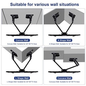 UNHO Support TV Mural Angle: Support TV Mural Fixe pour Écrans LED LCD Plasma 32-65 Pouces Inclinable et Orientable Meuble TV