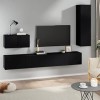 ADWOA Ensemble de Meubles TV 4 pcs Noir Bois dingénierie,Meuble TV,Table Basse Salon Meuble TV,Table Basse LED Couleurs