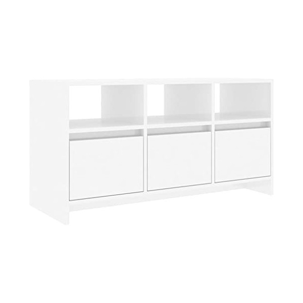 XLUMIO Centres de divertissement et meubles TV, meuble TV blanc brillant, 102 x 37,5 x 52,5 cm, bois dingénierie