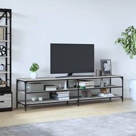TALCUS Centres de divertissement et meubles TV, meuble TV gris Sonoma 200 x 30 x 50 cm, bois et métal