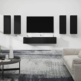 WREWING Meuble TV,Support Télé avec Étagères Réglables, euble TV à Suspendre, Lowboard Sideboard,TV,Table Télévision avec Por