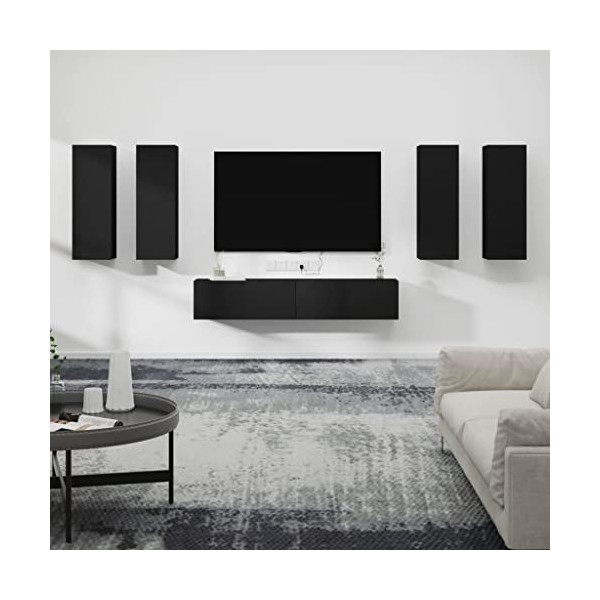 WREWING Meuble TV,Support Télé avec Étagères Réglables, euble TV à Suspendre, Lowboard Sideboard,TV,Table Télévision avec Por