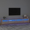 Meuble TV avec lumières LED Chêne Sonoma 270x35x40 cm - Meuble Chambre, Support Télé pour Salon Salle à Manger Chambre, Style