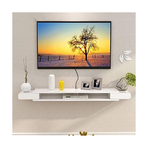 Meuble TV Mural àéTagèRe Flottante, éTagèRe de Rangement Pour DéCoration Murale de Chambre à Coucher, Support de Rangement Po