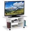relaxdays Meuble TV sur Roues, 4 Compartiments Ouverts, Table d’appoint Mobile, pour appareils, CDs, DVDs,HlP40x80x40cm, Pann