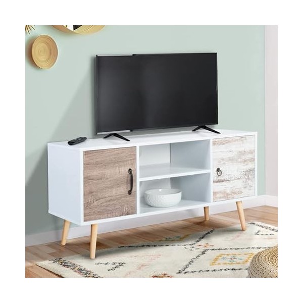 IDMarket - Meuble TV scandinave Bahia 2 Portes 113 cm