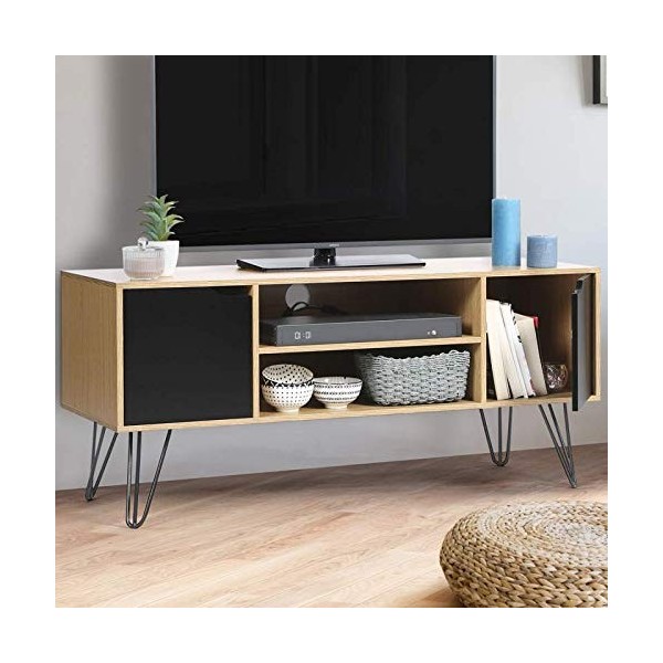 IDMarket - Meuble TV Vintage Noemi Bois Pied épingle 113 cm