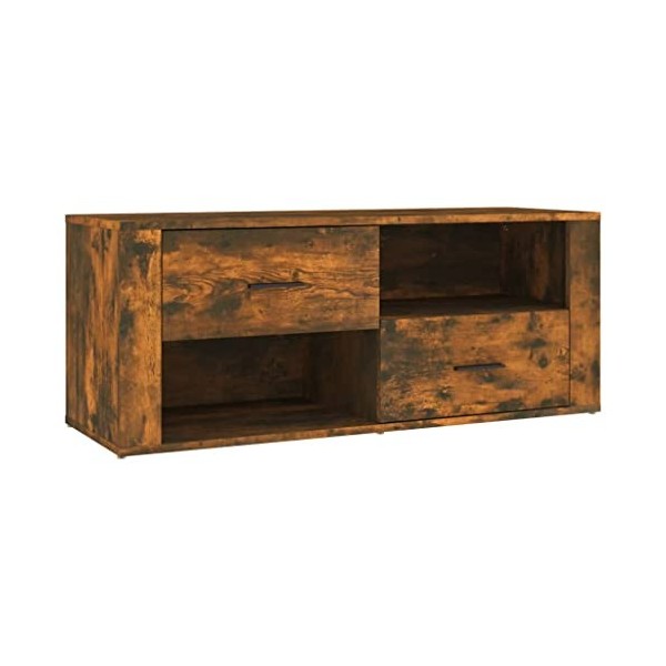 Meuble TV Chêne fumé 100x35x40 cm Bois dingénierie