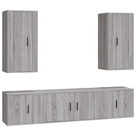 ZEYUAN Ensemble de Meubles TV 5 pcs Sonoma Gris Bois dingénierie,Table Television Salon,Meuble TV Haut,Meuble Télé Haut