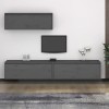 JUNZAI Meubles TV 3 pcs Gris Bois Massif de pin,Meuble Haut Salon,Meuble dangle TV,Meuble TV Étagère