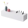 Meuble TV Mural Boîte de Rangement pour routeur WiFi, 23,6/31,4 Pouces Meuble TV Flottant Mural sans Perforation Blanc, Prise