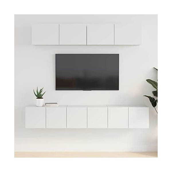 CIADAZ Ensemble de Meubles TV 5 pcs Blanc Bois dingénierie,Meuble TV,Table Basse Salon Meuble TV,Table Basse Couleurs