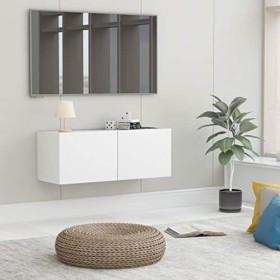 vidaXL Meuble TV Armoire Basse Murale Meuble Divertissement avec 2 Portes Multimédia Salon Maison Intérieur Blanc 80x30x30 cm