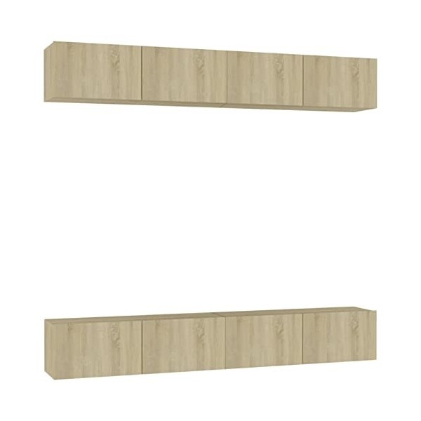 JUNZAI Meubles TV 4 pcs Chêne Sonoma 100x30x30 cm Aggloméré,Meuble TV,Meuble TV Moderne,Meuble de Salon
