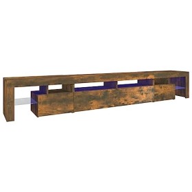 Meuble TV, Banc TV Support de Télévision Table TV Bas Armoire Basse Meuble TV avec lumières LED Chêne fumé 260x36,5x40 cm