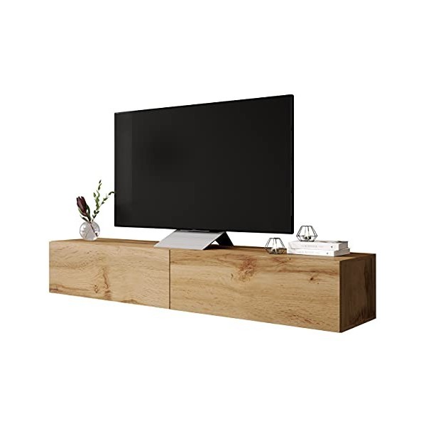 Mirjan24 Meuble TV, Bois dingénierie, Blanc/Blanc Brillant, Länge: 180 cm