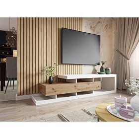 Mirjan24 Lowboard Lofor, 2 tiroirs, ouverture sans poignée, buffet TV, meuble de télévision, meuble bas, table TV, table de t