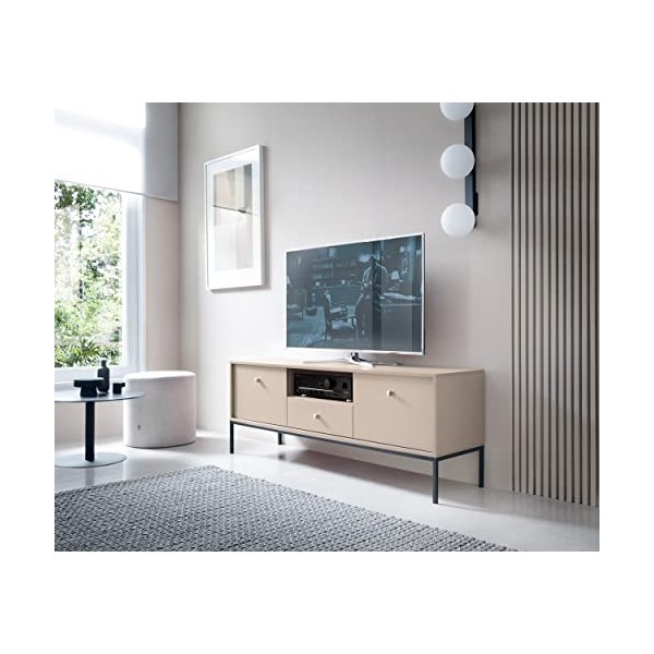 3xEliving Meuble TV Intensi au Style Moderne, Longueur 154 cm, pour Un Salon, Banc TV Une Chambre Beige 