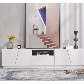 GGMWDSN Meuble TV Moderne bloquant Les Couleurs Meuble TV à Surface Brillante avec Grain de Bois 180cm