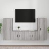 Ensemble de Meubles TV 4 pcs Sonoma Gris Bois dingénierie - Meuble télé, Meuble TV Industriel, Meuble Chambre, Convient pour