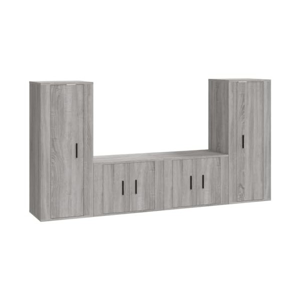 Ensemble de Meubles TV 4 pcs Sonoma Gris Bois dingénierie - Meuble télé, Meuble TV Industriel, Meuble Chambre, Convient pour