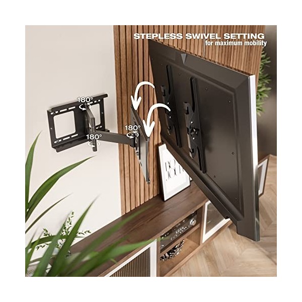 RICOO Support TV Mural 32-65" Pouces 81-165cm , R23-F Orientable et Inclinable Fixation Murale télévision Bras articulé pour