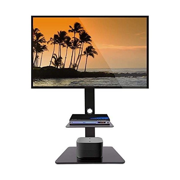 Fleximounts TS01 Meuble TV avec Support pour Cantilever Télé Pivotant pour Ecran LED LCD Plasma 32 à 65 Pouce avec 2 Etages, 