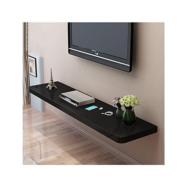 GEREP Meuble TV Flottant Meuble TV Mural, Convient pour/DVD/CD/éQuipement AV/Salon/Chambre/Bureau/Noir / 120×24×2.5cm