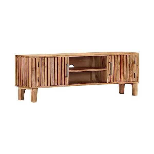 Meuble TV 130 x 30 x 45 cm Bois dacacia Massif - Table TV Support de Télévision en Bois pour Salon Chambre Salle à Manger