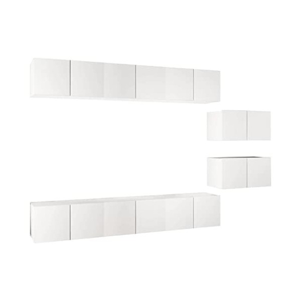 vidaXL 8X Meubles TV Centres de Divertissement Muraux Suspendus Armoires Stéréo Salon Salle de Séjour Intérieur Maison Chêne 