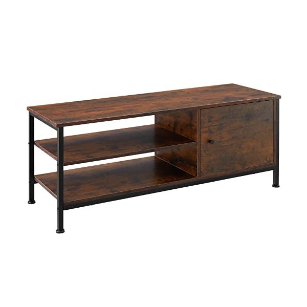 TecTake Meuble Bas Durban 110x40x45,5cm Meuble de téléviseur Commode Rangement Style Industriel diverses Couleurs Bois foncé