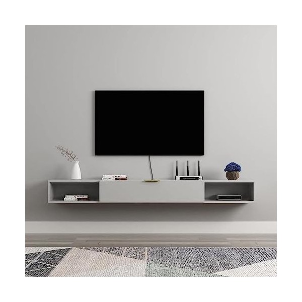 Étagère TV Murale Meuble TV Flottant Centre de Divertissement Console multimédia en Bois Meuble de Rangement Meuble de Rangem